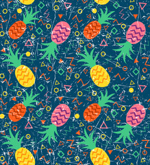 The Colorful Textured Pineapple Seamless pattern