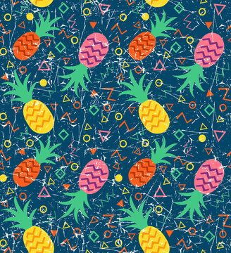 The Colorful Textured Pineapple Seamless pattern