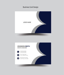 Minimalist white and dark blue color variation Modern corporate business card design