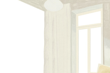 Png white minimal room, transparent background