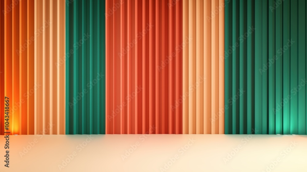 Poster vibrant and textured backdrop with vertical stripes in warm and cool tones for creative projects and