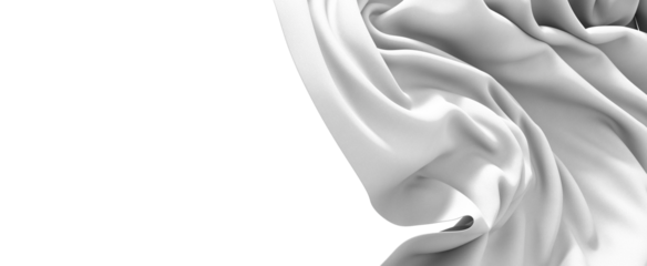 A close-up shot of a white fabric with soft folds and wrinkles, creating a smooth and elegant texture