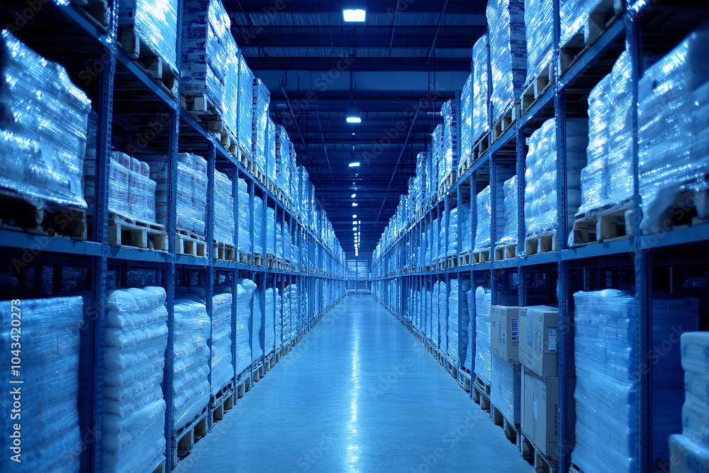 Poster Cold Storage Warehouse Storing Refrigerated Goods in Steel Structure  