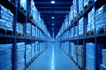 Obraz premium Cold Storage Warehouse Storing Refrigerated Goods in Steel Structure 