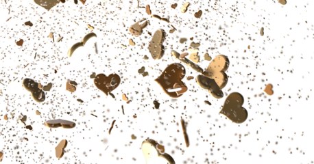 Falling red and pink hearts isolated on transparent background. Valentine’s day design.