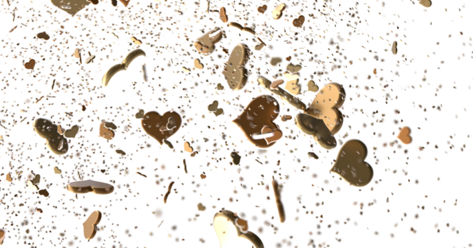 Falling red and pink hearts isolated on transparent background. Valentine’s day design.