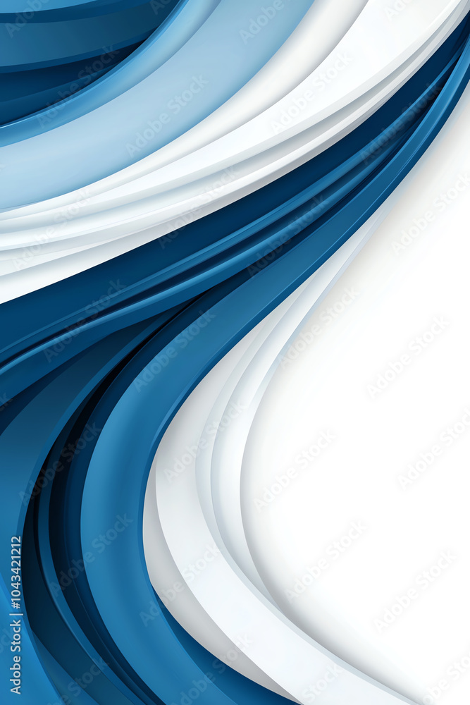 Aufkleber dynamic flowing waves of blue and white curves creating a modern abstract background design