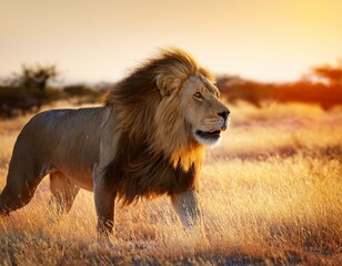 Fototapeta premium Close-up of a Male Lion in the African Savannah
