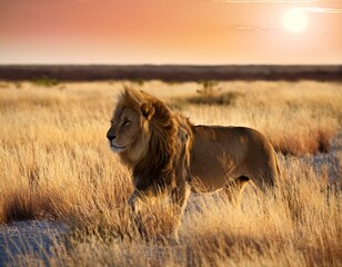 Fototapeta premium Close-up of a Male Lion in the African Savannah