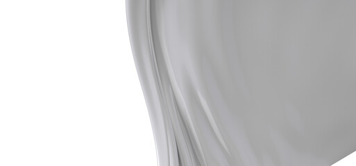 Closeup of a white fabric drape, with soft folds and shadows, creating an abstract and elegant...