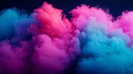 Fototapeta premium Abstract Blue and Pink Smoke Clouds on Dark Background