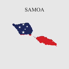 Vector of Samoa Flag on Samoa Map.