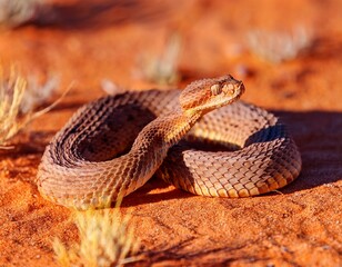 Fototapeta premium Bitis peringueyi, Péringuey's Adder, poison snake from Namibia sand desert.