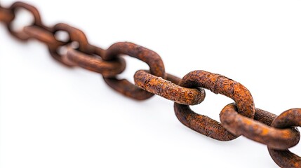 Obraz premium Isolated rusty chain links on a clean white background, emphasizing the contrast between decay and purity.
