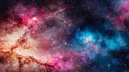 Naklejka premium Cosmic Nebula with Stars and Galaxies Space Background