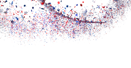  Red Blue White Stars Confetti Overlay
