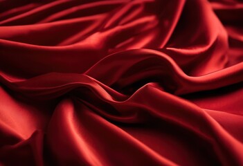 Obraz premium close draped vibrant red fabric featuring rich textures intricate folds captured stunning detail, drapery, textile, studio, lighting, background, design