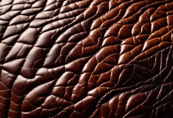 close view textured leather enhanced natural light showcasing unique patterns depth, surface, grain, design, quality, material, richness, contrast