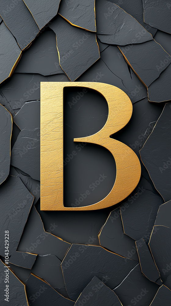 Poster elegant golden letter b on textured slate background a modern design element for branding and creati