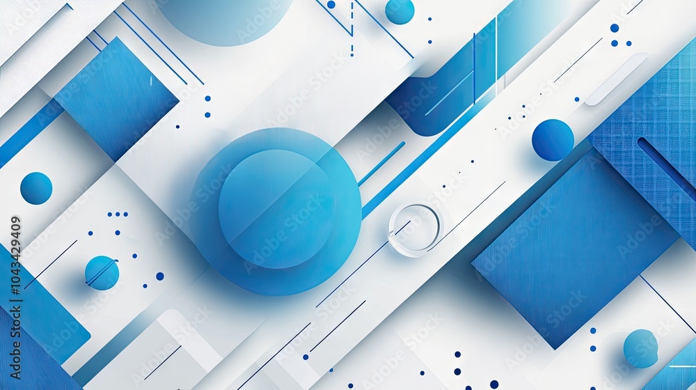 Poster light blue geometric shapes overlapping on a white background, perfect for modern web or app interfa