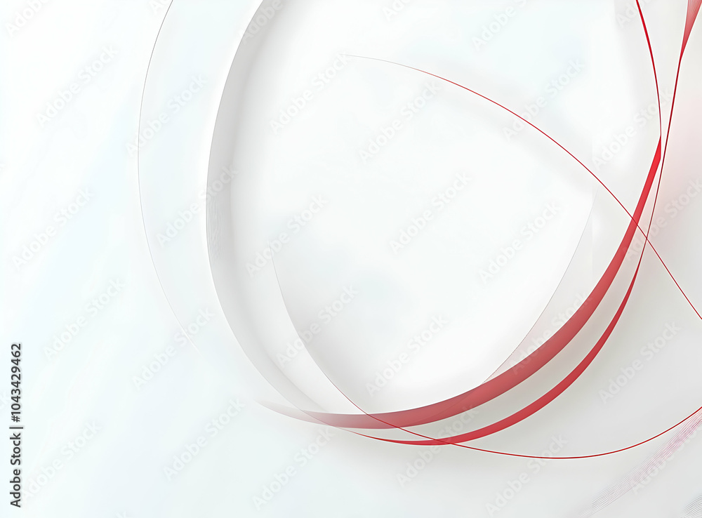 Poster abstract red and white background with curved lines.