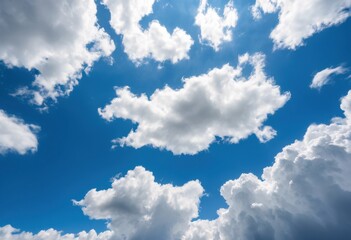Naklejka premium breathtaking close fluffy white cloud layers tranquil blue sky capturing beauty softest forms, aerial, atmosphere, backdrop, calm, clarity, daytime