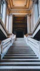 Obraz premium Majestic marble staircase leading upwards in grand building