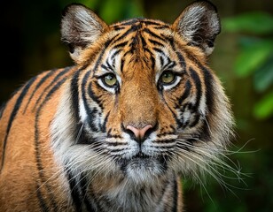 Obraz premium Sumatran Tiger against blurred background.