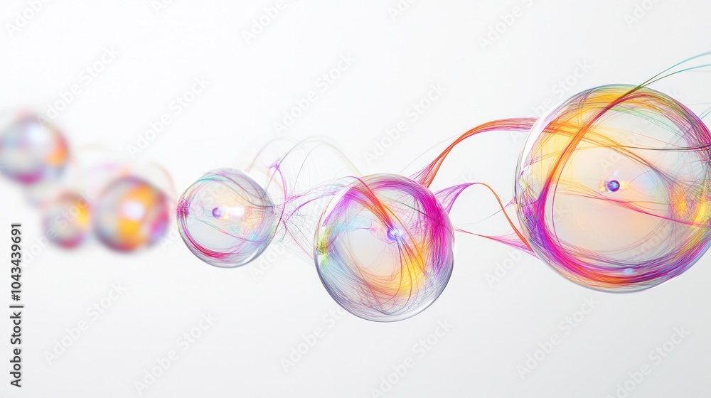 Poster futuristic graphic of quantum superposition, illustrating multiple states of a particle simultaneous