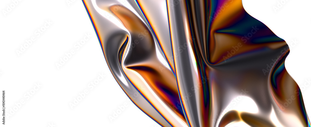Poster Shimmering metallic fabric with iridescent hues A swirl of color and texture