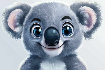 Adorable Cartoon Koala with Big Eyes and Smile