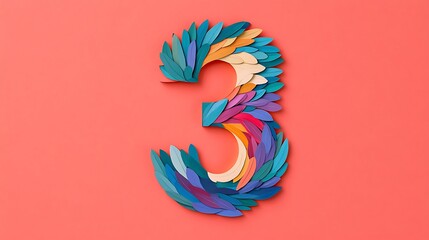 Colorful Minimalist Number Three Illustration