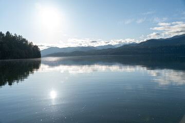 A moody and scenic view of Washington state mountains with a lot of greenery.