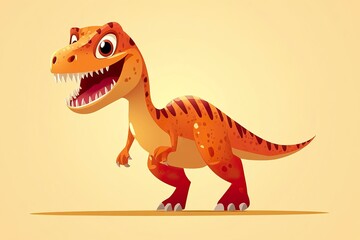 Fototapeta premium Cartoon Dinosaur with Exaggerated Proportions and Cheerful Face