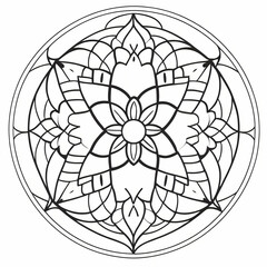 Naklejka premium Mandala pattern Coloring book wallpaper design art. tile pattern greeting card sticker lace pattern and tattoo, yoga design. mandala illustration. on white background