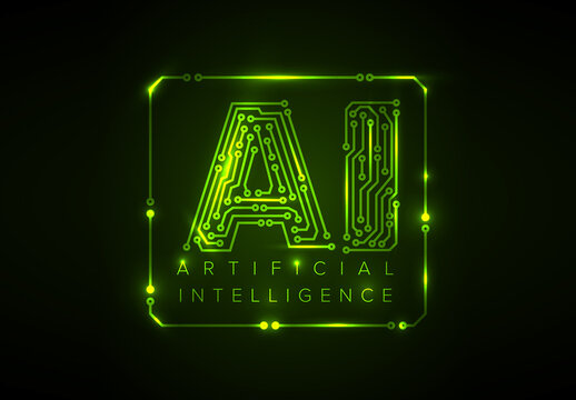 Ai artificial intelligence green concept illustration social media banner header template