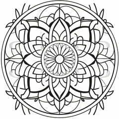 Mandala pattern Coloring book wallpaper design art. tile pattern greeting card sticker lace pattern and tattoo, yoga design. mandala illustration. on white background