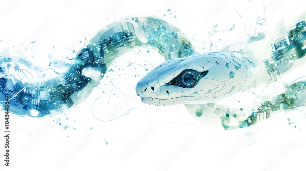 Poster an abstract image of a translucent quantum snake creates a mesmerizing visual effect.