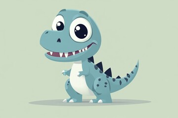 Playful Cartoon Dinosaur with Oversized Eyes and Thick Outlines: Perfect for Children's Illustrations, Educational Materials, and Fun Designs