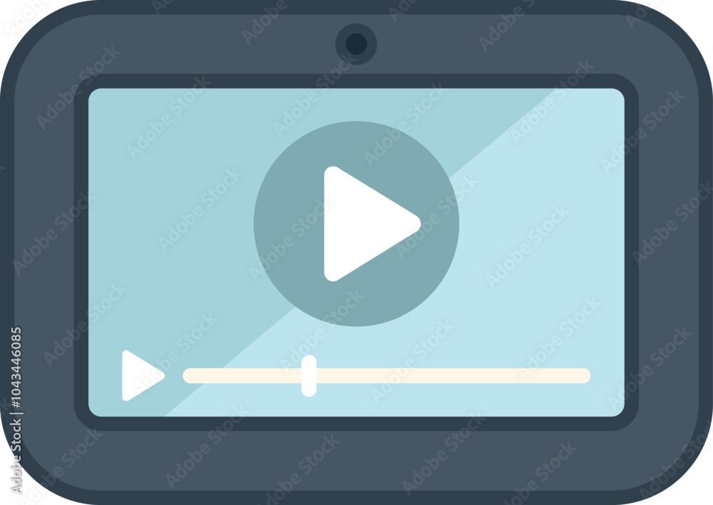 Poster tablet is playing a video from a streaming platform with a progress bar indicating the playback time