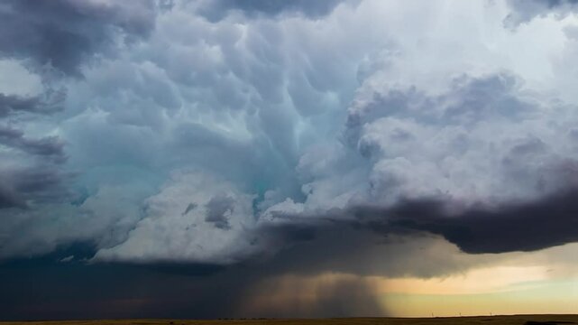 A Large Supercell Thunderstorm Spirals Across Tornado Alley During A Severe Weather Outbreak 