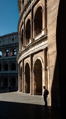 Tourist admiring the architecture of the colosseum in rome
