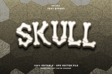 Skull 3d Editable Text Effect Template Style Premium Vector