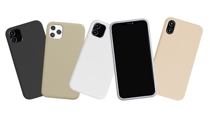 Mobile phone screen mockup png set product showcase front and back