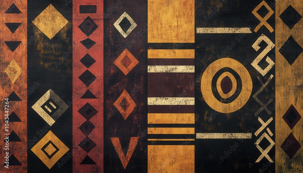 Poster Abstract Geometric Pattern with Distressed Texture