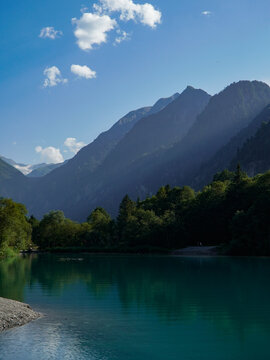Blue lake in mountains