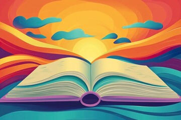 Colorful Cartoon Book Cover Design with Bold Lines for Kids