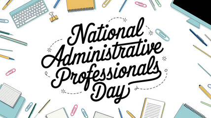 National Administrative Professionals Day lettering, party greeting card, calligraphy poster, generative AI