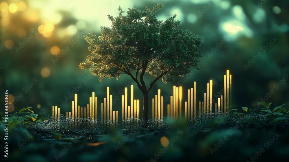 Aufkleber tree and branches creating unique bar graphs