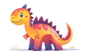 Fototapeta premium Playful Dinosaur Illustration with Spiky Back and Vibrant Colors: Perfect for Children's Books, Educational Materials, and Fun Designs
